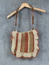 Zara Bag Womens Multi Color Straw Handbag Raftan Ruffled Boho Hobo