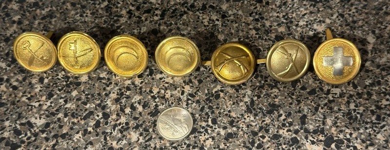 RARE ORIGINAL US ARMY 1881 DRESS HELMET SIDE BUTTONS INDIAN WARS 7 Total Plus 1