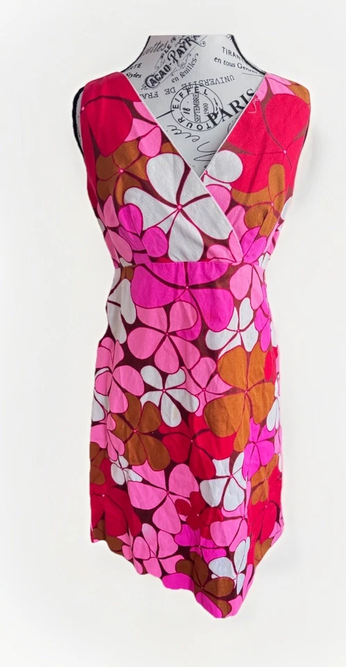 Vintage Handmade Big Pink Floral Flowers Aloha Hawaiian Style Dress - Image 2 of 4