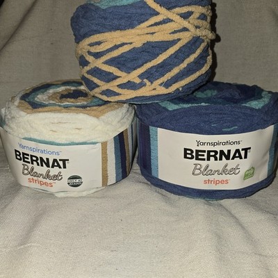 Bernat Blanket Stripes Yarn in Super Bulky Poly Chenille Set Of 3