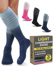 Bamboo Viscose Light Compression Socks for Women Men, 3 Pairs, 8 15 mmHg ...
