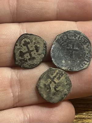 #ad #ad LOT OF 3 1300 1500AD Medieval French Silver Billon Old Coins Crusaders Cross $49.99