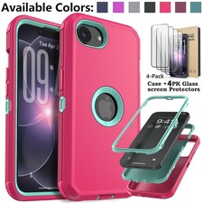 For iPhone 17e 16e Case Heavy Duty Rugged Shockproof Cover with Tempered Glass
