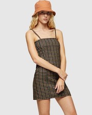 Yellow black check tartan cami pinafore mini dress clueless y2k Preppy 90s