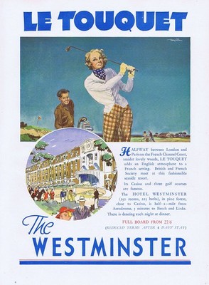 THE HOTEL WESTMINSTER, LE TOUQUET Vintage Werbung 1938