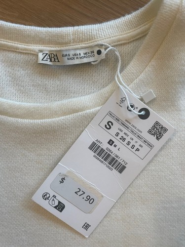 Zara women's Ivory Ruffle Sleeve knit top size small NWT, classic, upscale, chic - Picture 2 of 5
