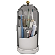 Toothbrush Holders with Cover, Drainage Rotating Electric Toothbrush Grey White