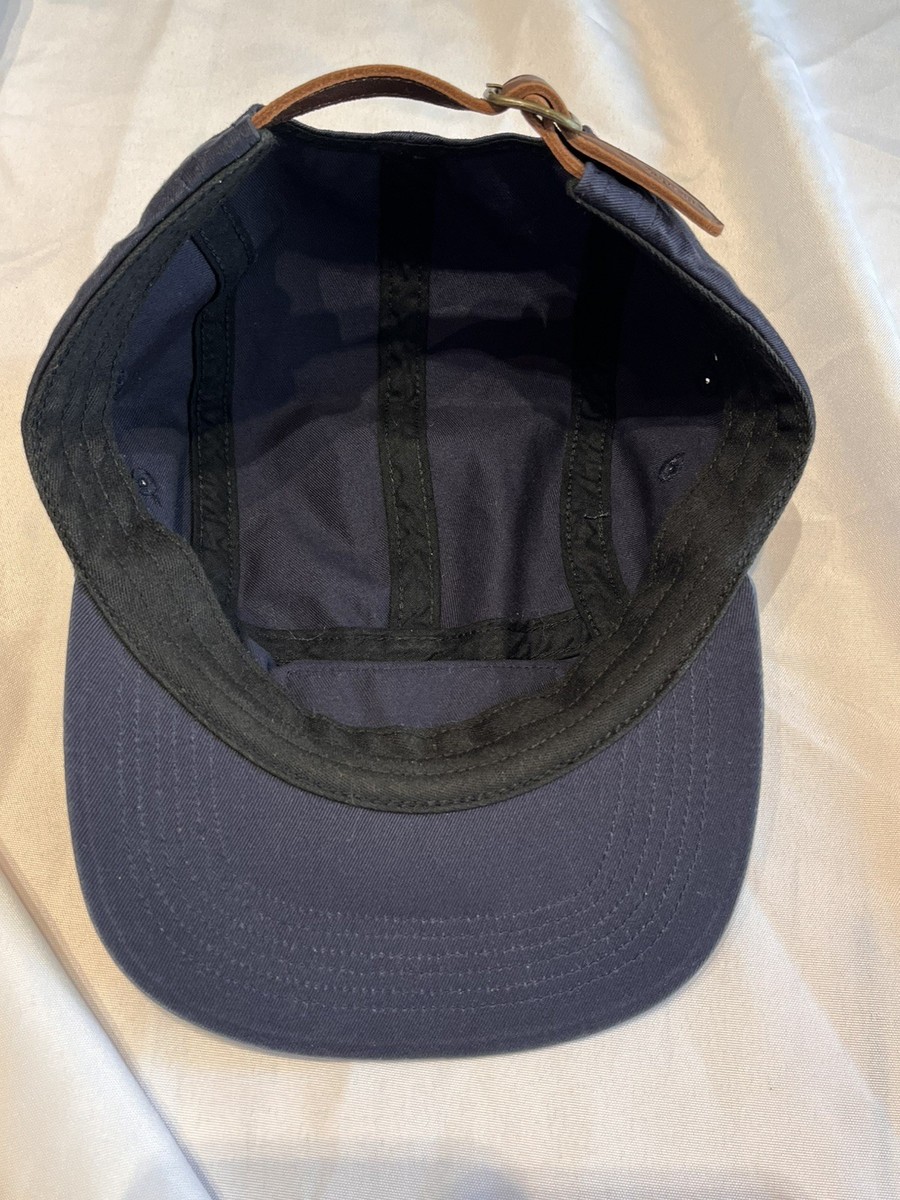 Supreme Washed Chino Twill Camp Cap Hat Navy with Leather Strap