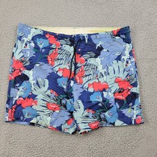 Nautica Swim Shorts Mens Medium Blue AOP Floral Bird Swimwear Trunks