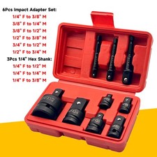 9pcs IMPACT Drill Socket Adaptor and Reducer Set Hex Drive 1/4" 3/8" 1/2" F to M