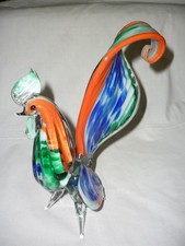 Vintage Murano Art Glass Hand Blown Rooster Sculpture 9"