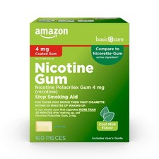 Amazon Basic Care Nicotine Polacrilex Coated Gum 4 mg 160 Count, Cool Mint
