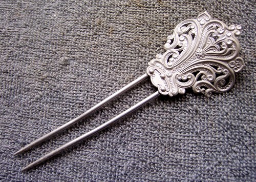 Vintage aluminum  Victorian hair comb -  NO US IMPORT FEES - Foto 12 di 14