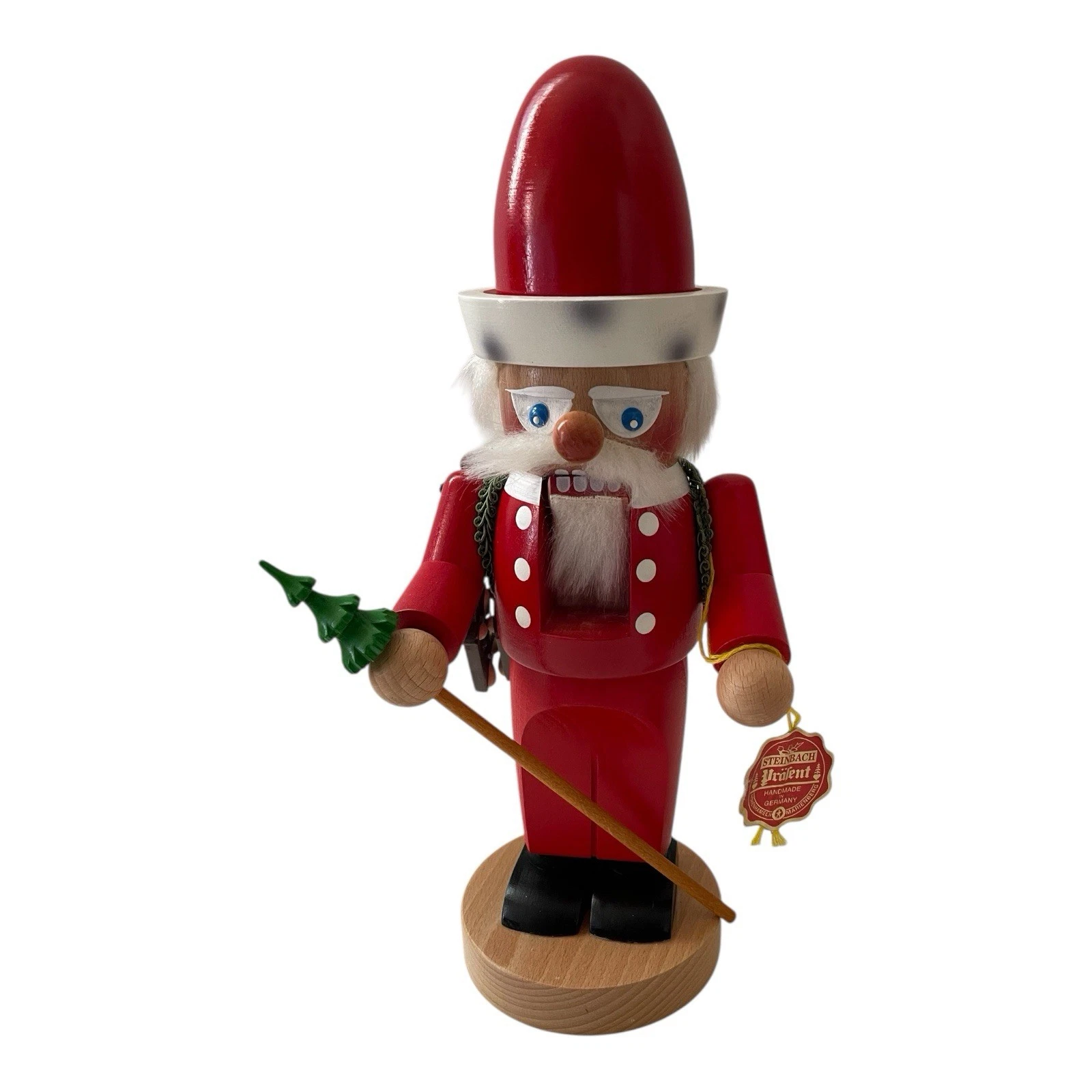 STEINBACH HANDMADE in GERMANY CHUBBY RED SANTA WOOD NUTCRACKER 12”