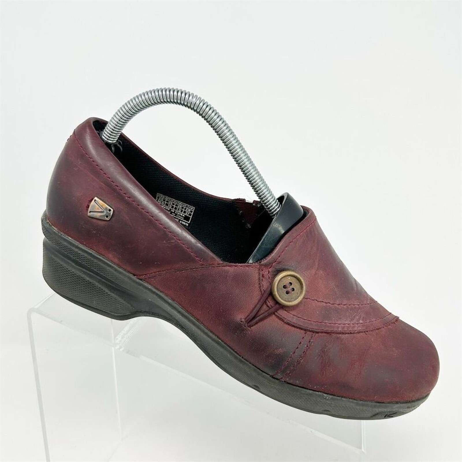 Mocassini donna KEEN in pelle rossa con zoccoli taglia 10 casual comodi