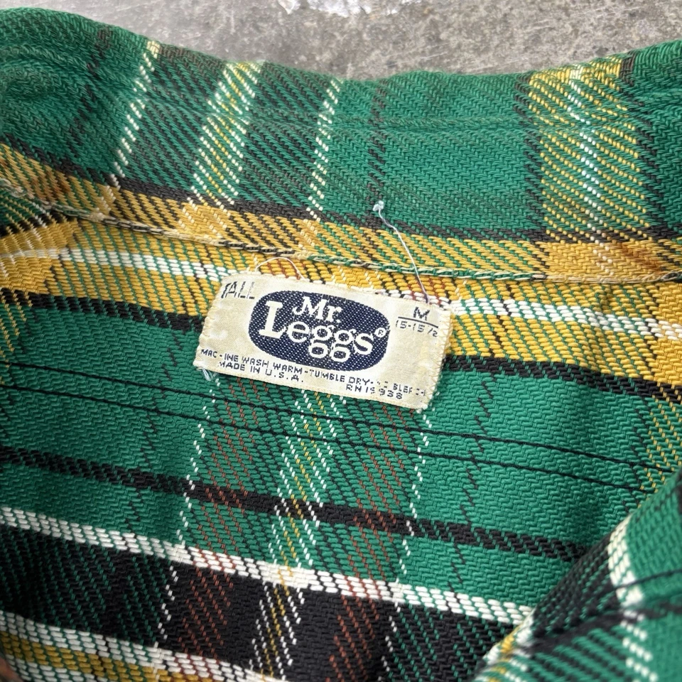 Franela Mr. Leggs vintage de los años 70 100 % algodón con botones talla grande para hombre EE. UU. Foto 3 de 4