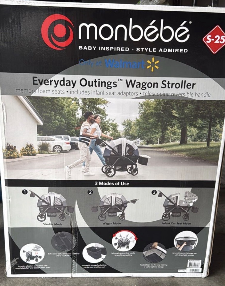 Monbebe Everyday Outings Wagon Stroller S-25 Gray Black Double Memory Foam  Tele | eBay