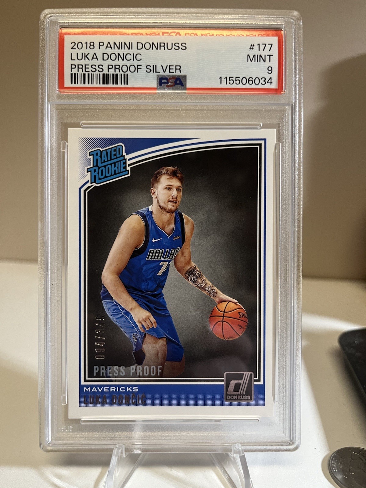 2018-2019  Panini Donruss Press Proof Silver LUKA DONCIC #177  /349 PSA 9 Rookie