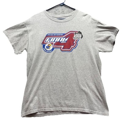 2008 Mens Final Four KU T-Shirt Large San Antonio Gray Basketball Tournament