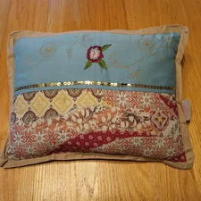 Throw Accent Pillow Embroidered Bed Sofa Chair Rectangle Floral Geometric 17x13"