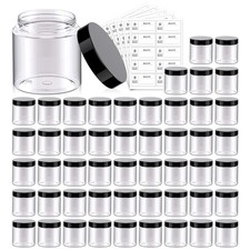 4 OZ Plastic Jars Round Clear Cosmetic Container with Black Lids Travel Storage