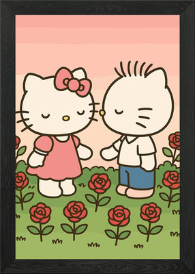 Hello Kitty and Dear Daniel Romance Framed Wall Art Poster Canvas Print Picture