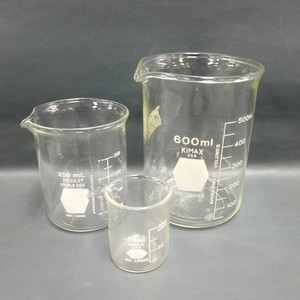 3 Vintage Replacement KIMAX Glass Lab Beakers 500 250 40 ml VG Condition