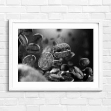 Roasted Coffee Beans Artwork Black & White Framed Wall Art Print Large Picture