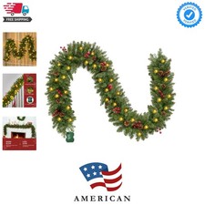 9Ft Christmas Garland Prelit with Lights, 100 Warm White LED, 27 Pine Cones, ...