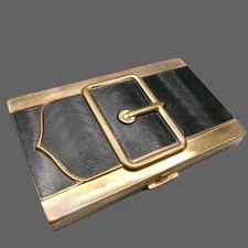 Vintage Coty Buckle Dual Powder and Rouge Compact, Art Deco Vintage Vanity