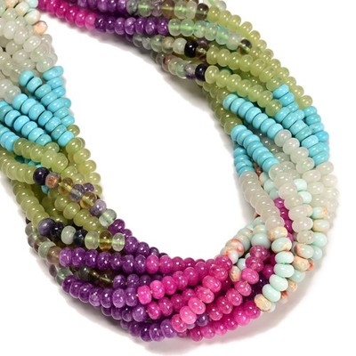 13 Gradient Multi-color Gemstone Smooth Rondelle Beads Size 4x6mm 15.5'' Strand