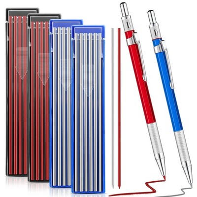 Gersoniel 2 Pcs Welders Pencil with 48 PCS 1 Count (Pack of 1), Red, Silver