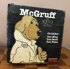 Vintage 1983 McGRUFF THE CRIME DOG Sigma child's dish set (bowl, plate, mug)