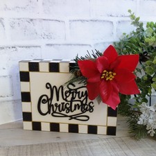 Rustic Checked Christmas Sign Mackenzie Inspired Buffalo Check Ornament