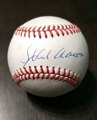 Hank Aaron Autograph Official National League Baseball PSA DNA Braves