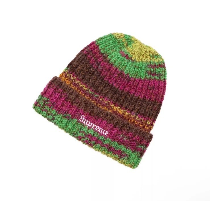 Supreme Space Dye Stripe Beanie in Brown