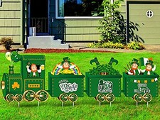 4 Pcs St. Patrick's Day Yard Sign Decorations Train Lawn Outdoor Decor with