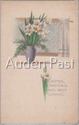 Vintage Ostergrüße Postkarte Narzissen Blumen The Gibson Art Company