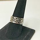 vintage Sterling Silver wide Filigree Band Ring size 9 9mm 4grams