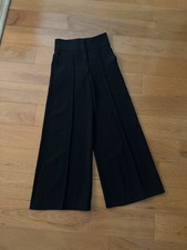 Stella McCartney Black Wide Leg Pleated Wool Pants High Rise Size IT 38 US 2-4
