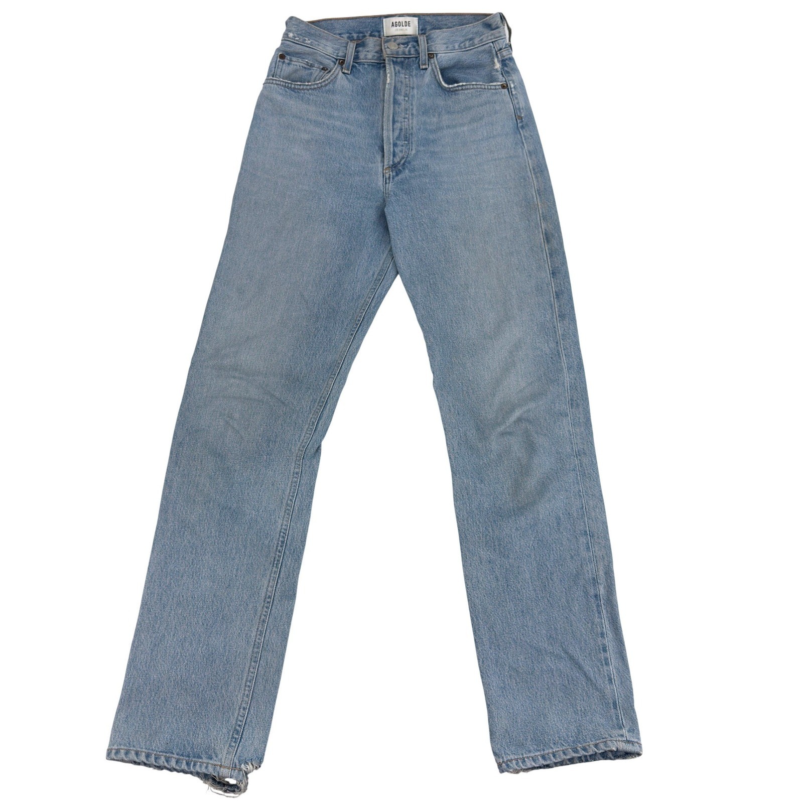 AGOLDE 90's Pinch Waist Jeans Womens 25 Light Blue Straight Leg Distressed