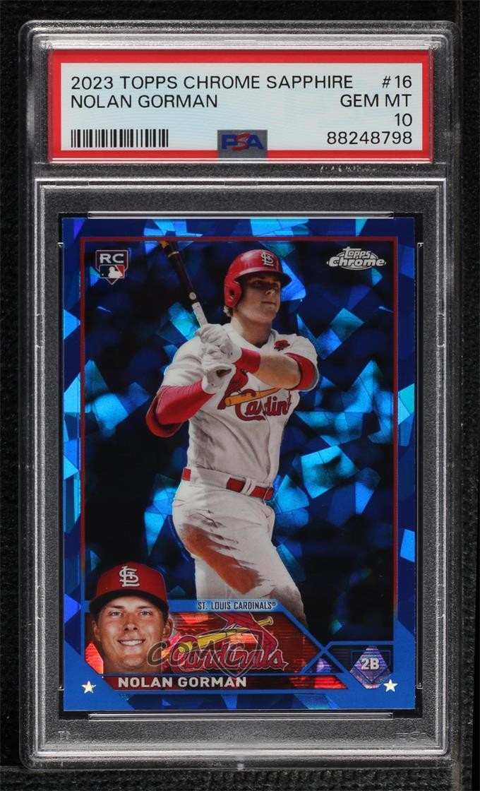 2023 Topps Chrome Sapphire Edition Nolan Gorman #16 PSA 10 GEM MT v9t