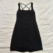 Onyx Vintage Black Rhinestone Cross Back Mini Dress Size 14