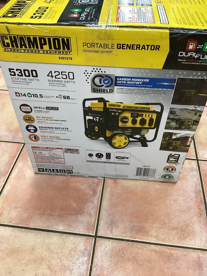 Generador de combustible doble portátil CHAMPION 5300 / 4250 vatios modelo # 201279 NUEVO Foto 2 de 4