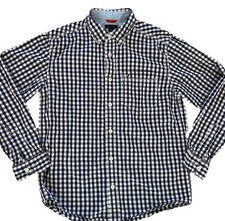 Tommy Hilfiger Boys Button Up Shirt Size M 12-14 Blue White Check Gingham Plaid
