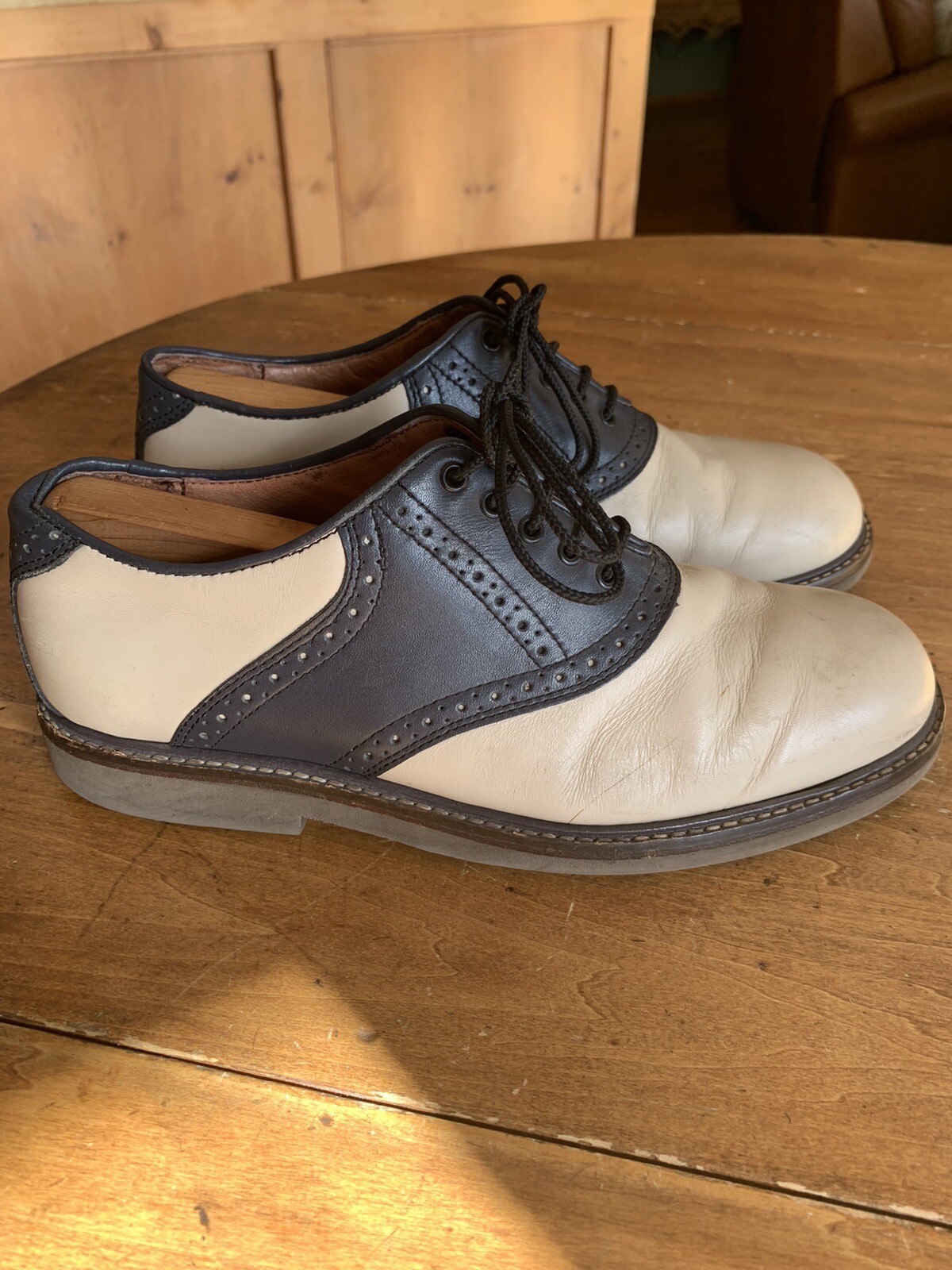 SAOLA Scarpe da sella nere e crema Jos A Bank 8 5 M