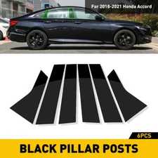 6pcs Glossy Black Post Pillar for 2018-2021 Accord Honda Window Door Trim Cover