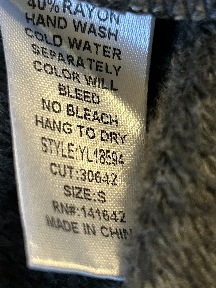 Ya Los Angeles Black Scarf Hem Lined Open Front Duster Blazer Jacket Size S - Image 4 of 4