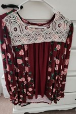Matilda Jane Heart to Heart Sweet Rosebud Women s Floral Blouse Size XL