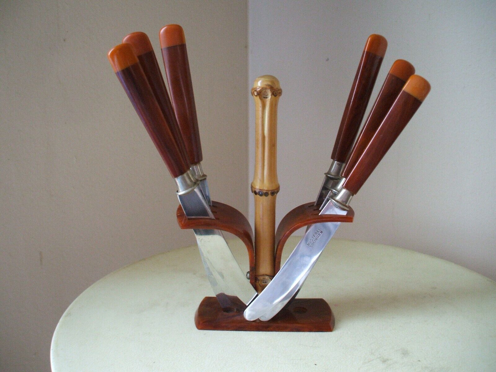 TWO TONE BAKELITE FRUIT KNIFE SET (item #1431447)